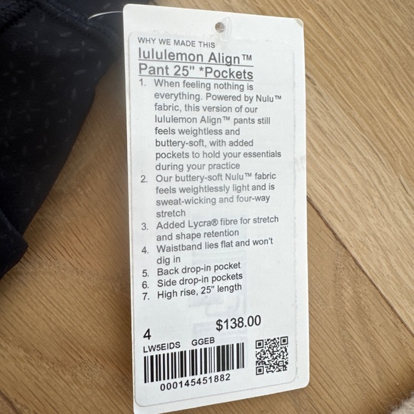 Lululelemon align pant 25” pockets